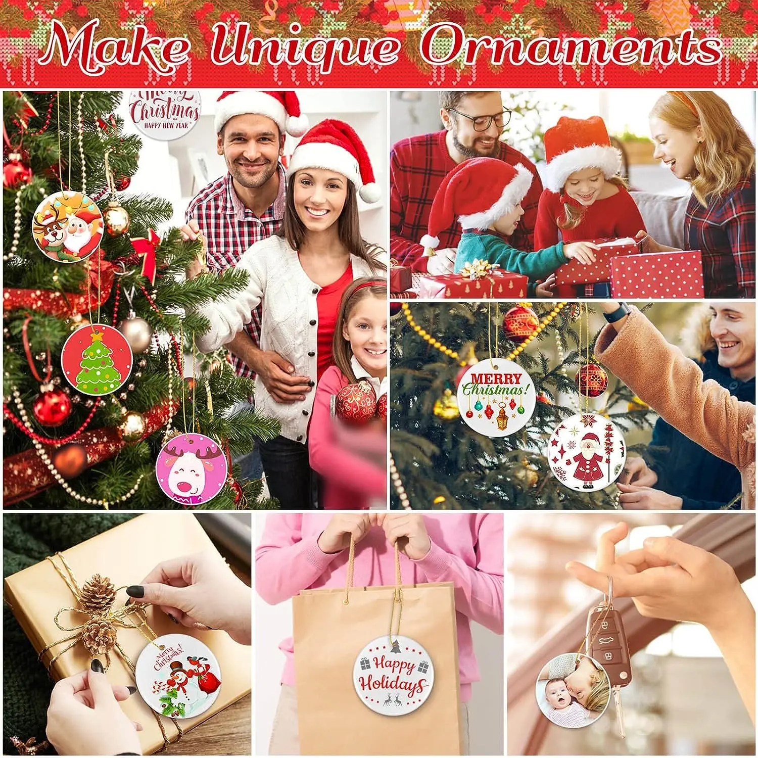 20 Pieces Sublimation Ornament Blanks, Round Blank Sublimation Ornaments Sublimation Christmas Ornament Blanks for Christmas