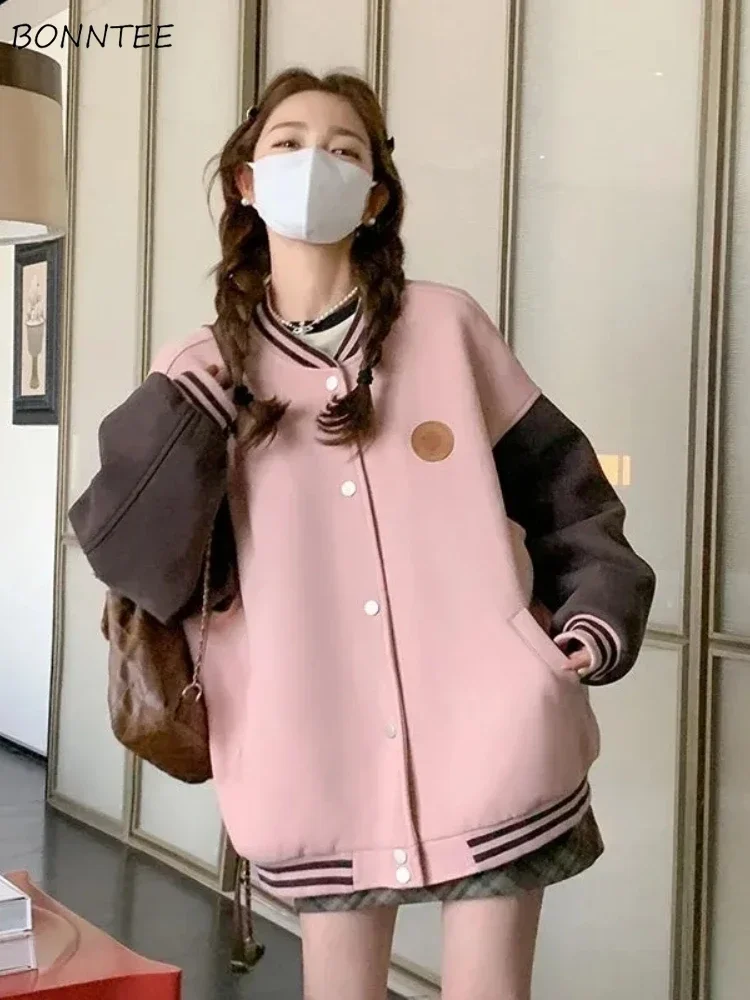 

Куртки женские повседневные со вставками, осенняя уличная одежда в консервативном стиле, винтажная верхняя одежда в стиле Харадзюку, эстетичная, однобортная