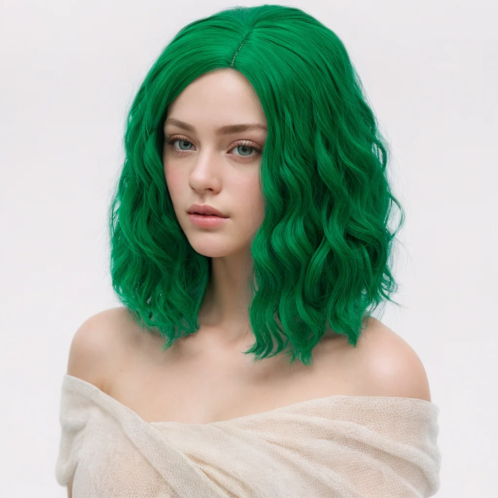 MSIWIGS Woman Green Wigs Short Curly Heat Resistant Synthetic Pink Blue Red Hair For Black White Women Cosplay Lolita Bob Wigs image 3