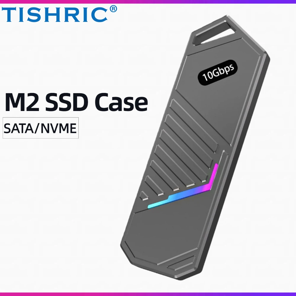 TISHRIC 10Gbps M.2 NVME SSD External Hard Drive Enclosure CNC Aluminum Alloy SATA Single/Double Protocol M2 Hard Disk HDD Case