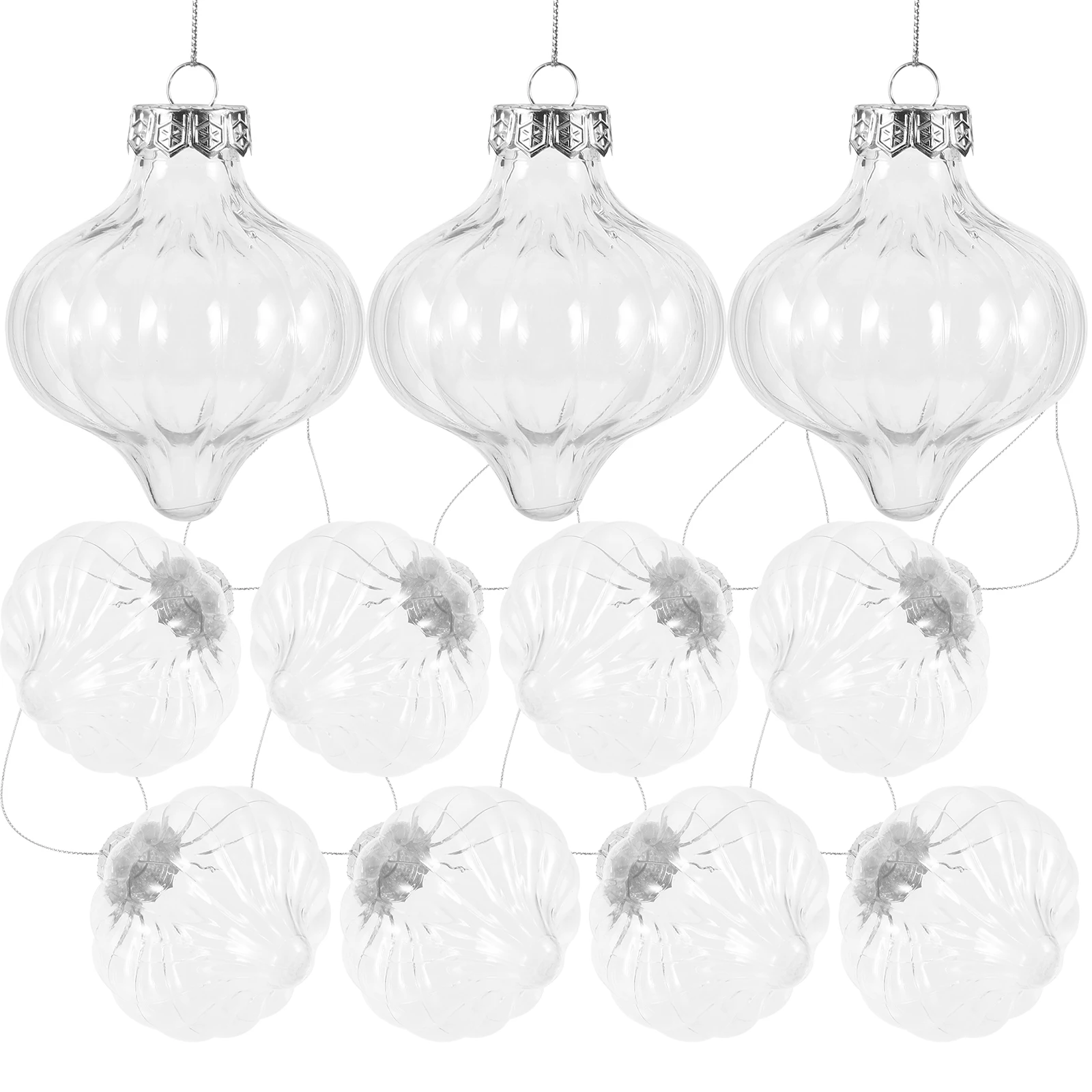 

12pcs Clear Plastic Christmas naments Transparent Balls Hanging Decor White Color Festive Home Xmas Tree Party Supplies