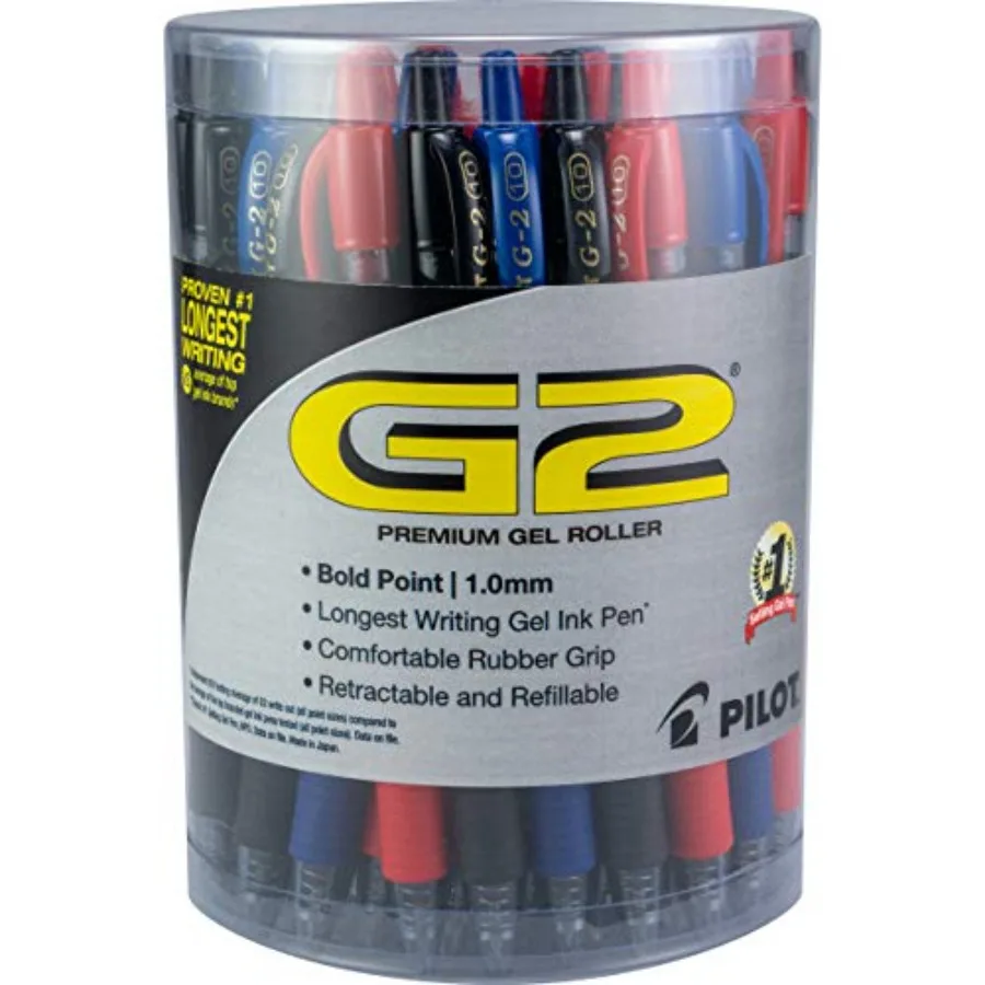 

G2 Premium Refillable and Retractable Rolling Ball Gel Pens Bold Point Black/Blue/Red Inks 36-Pack Tub 14366