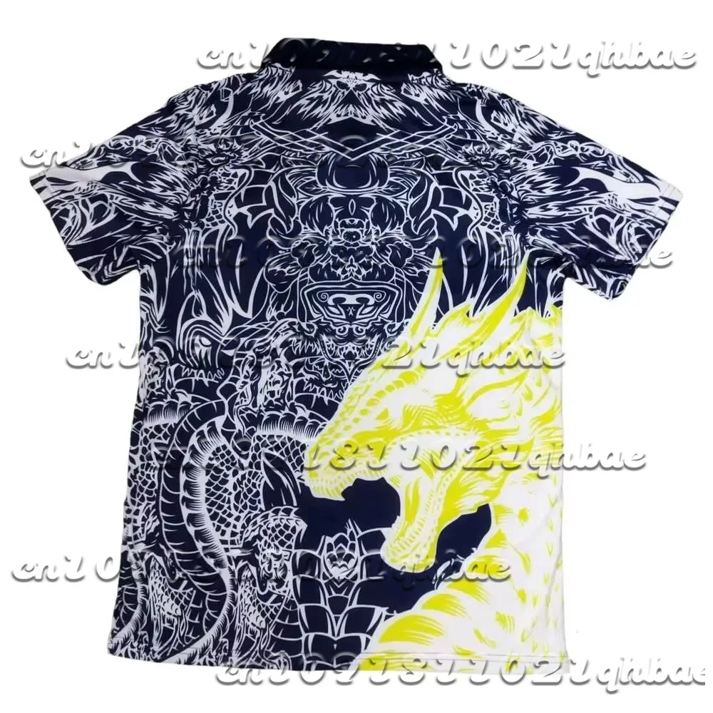 2025 Nowa damska koszulka polo do piłki nożnej Casual Dragon Pattern Oversized Street Fashion Koszulka z krótkim rękawem Luźna codzienna koszulka polo