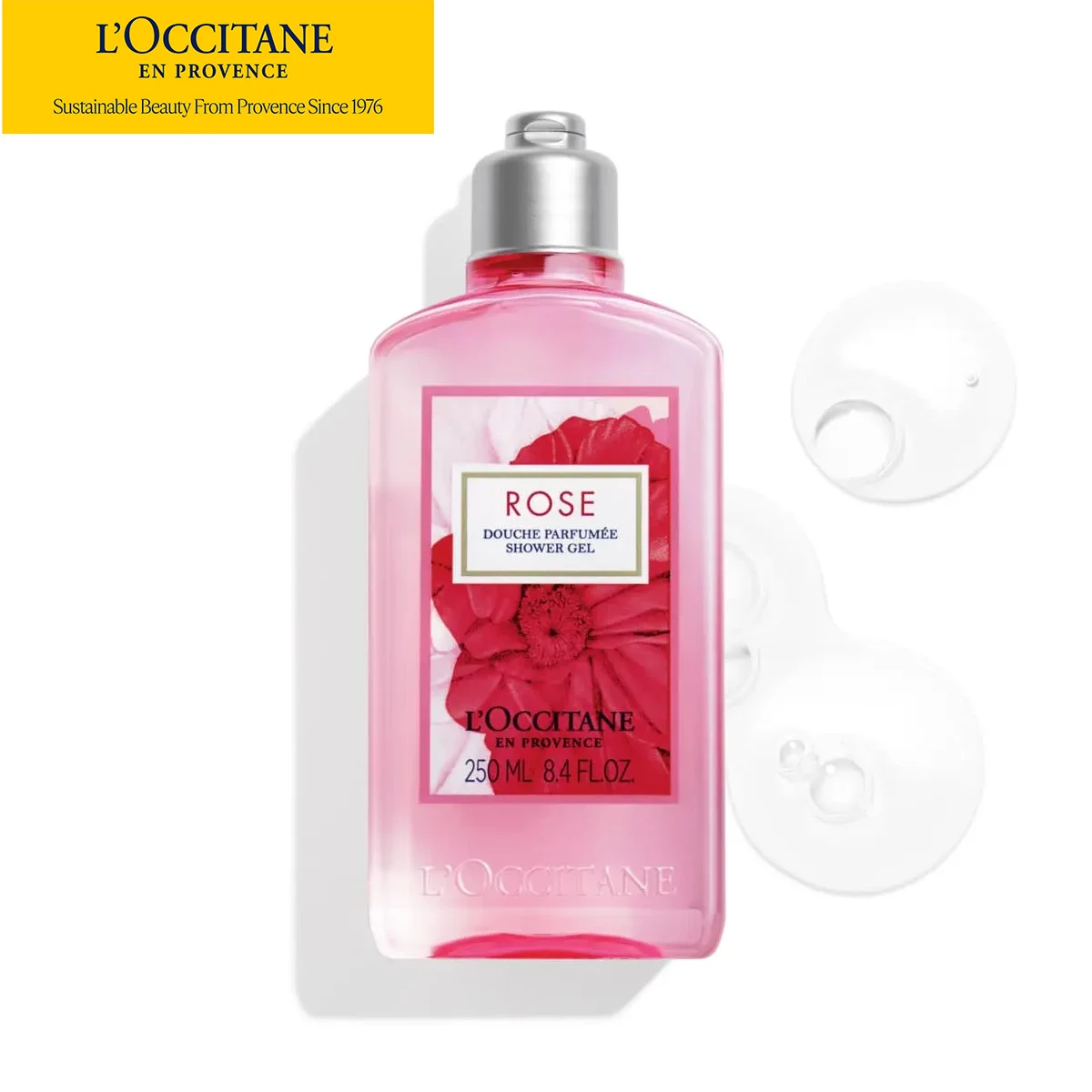 

Гель для душа L'Occitane Rose 8,40 фл. унция, обогащенный экстрактами роз, увлажняет кожу, нежное очищение, свежий цветочный аромат
