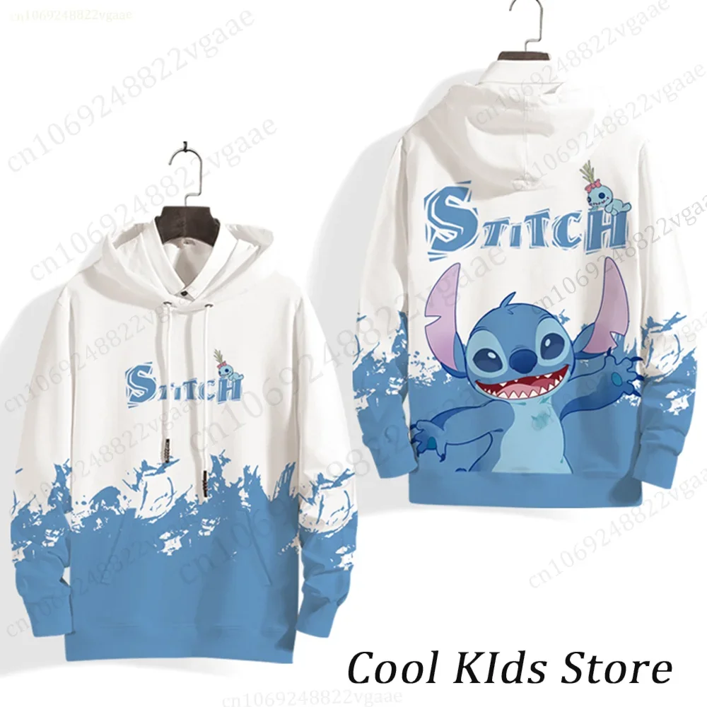 Disney Stitch And Angel Couple Hoodie Kids Men Women Hoodie Girls Boys Cartoon Children Long Sleeve Coat Top Pullover Sweatshirt