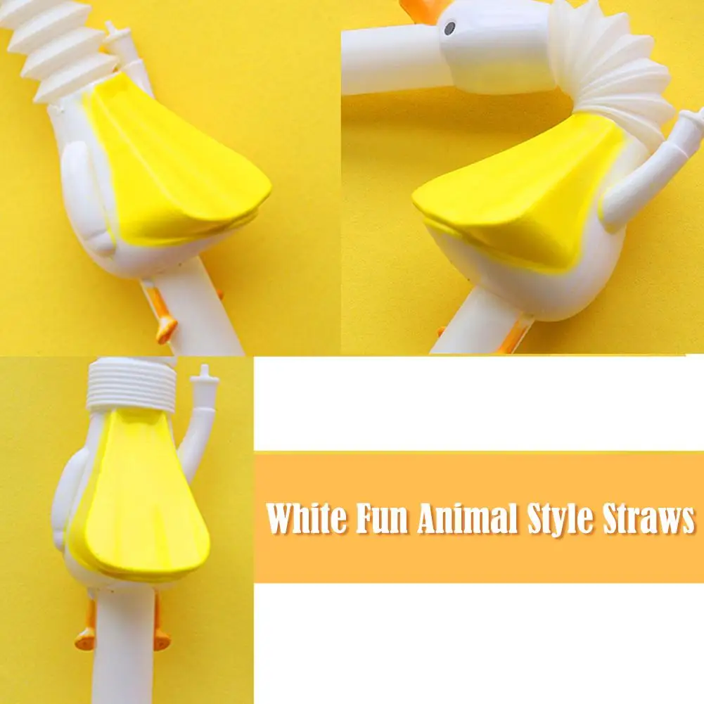 Drinking Long Goose Straw Reusable Large Diameter Curved Straws White Fun Animal Style Fashion Straws With Brush For Juice Coffe