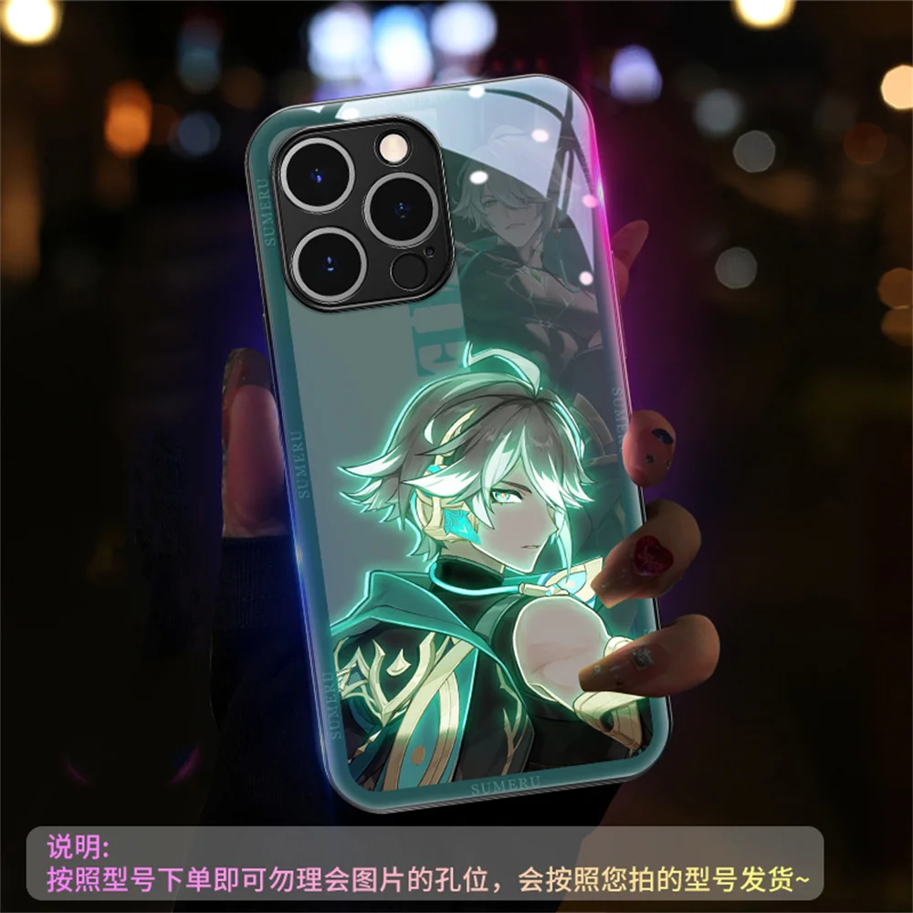 Genshin Game Role Led Light Phone Case Calling Glitter Cover For Samsung S24 S23 S22 S21 S20 FE Note 10 20 Plus Ultra A54 A14