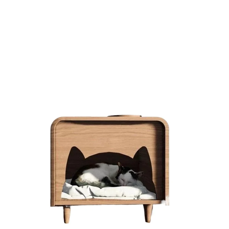 Solid wood bedside table, small four-season multi-functional universal locker, cat simple cat house, kennel