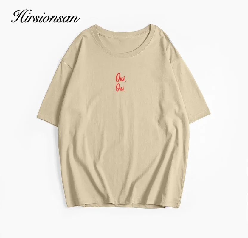 Hirsionsan Vintage Smile & Letter Printed T Shirt Women Summer Cotton Soft Short Sleeve Tee Female Oversized Higt Street Tops