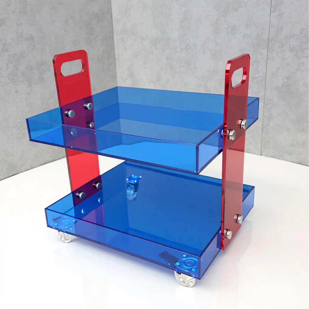 Mobile Side Table Trolley, Wooden Coffee Table Nightstand for Living Room Bedroom