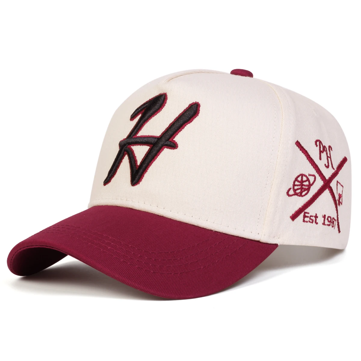Unisex H Letter Embroidered Baseball Caps Spring Autumn Outdoor Adjustable Casual Hats Sunscreen Hat