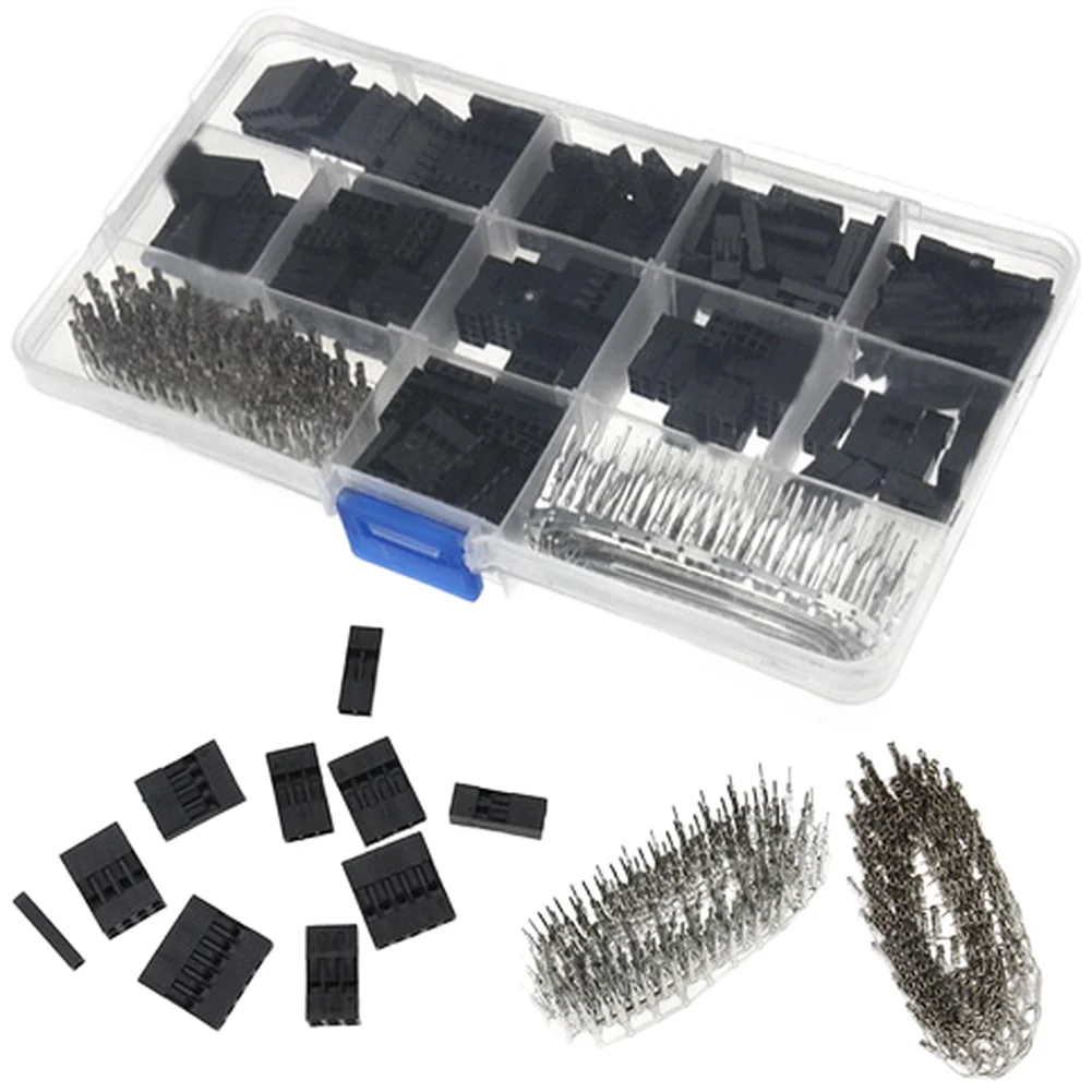 310/620 قطعة دوبونت موصل 2.54 مللي متر دوبونت كابل سلك توصيل معزز دبوس رأس ذكر تجعيد دبابيس وأنثى دبوس موصل طرفي #5