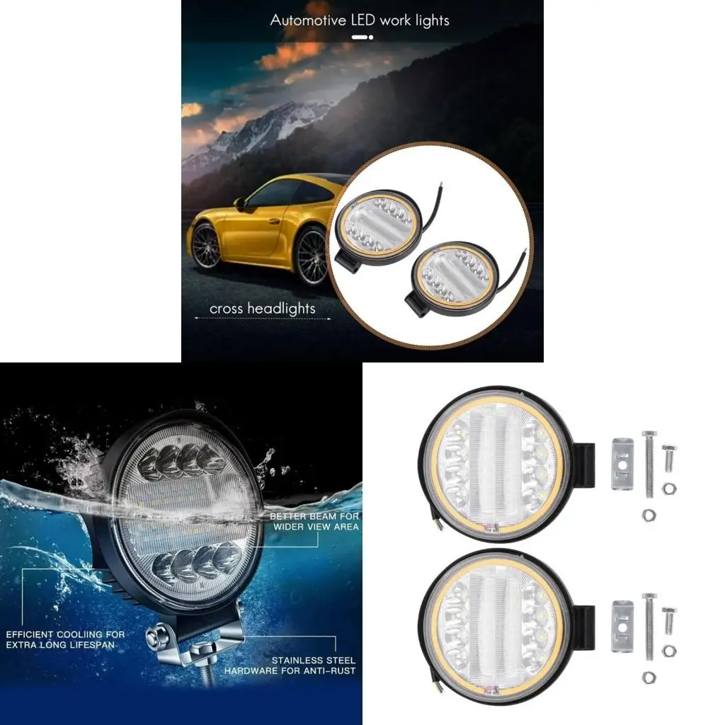 2pcs Spots Flood Light LED Work Light 126W 12600LM Offroad Driving Fog Lamp for Truck Pickup SUV Modification Accessory