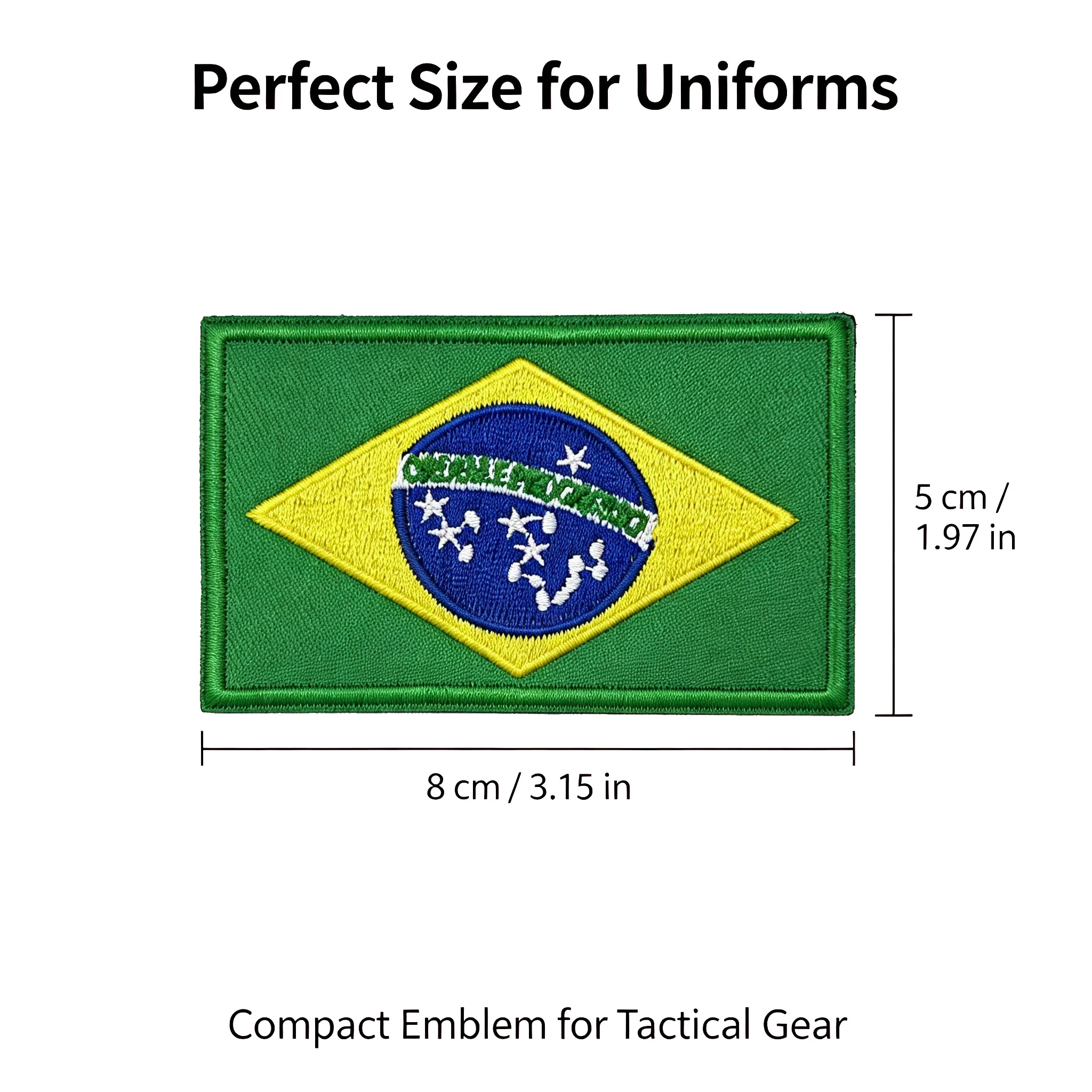 Brazilian National Flag Embroidery Patch Hook Loop Tactical Emblem Badge for Clothing Backpack