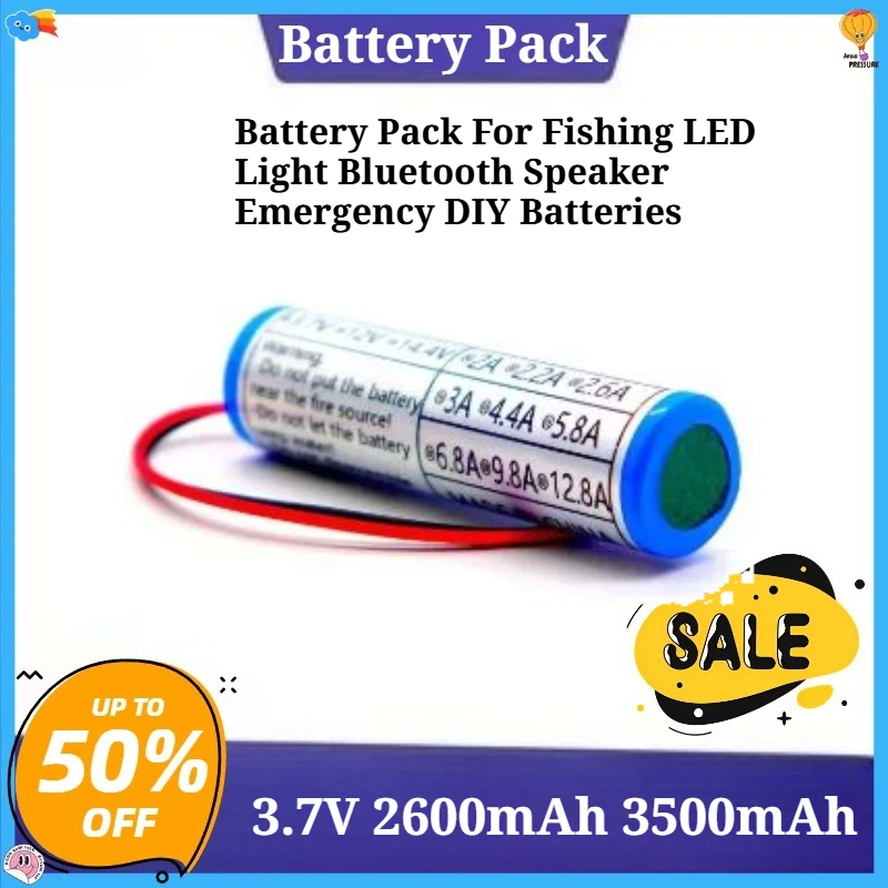

18650 3.7V 2600mAh 3500mAh XH 2.54Plug Lithium Battery Pack For Fishing LED Light Bluetooth Speaker Emergency DIY Batteries