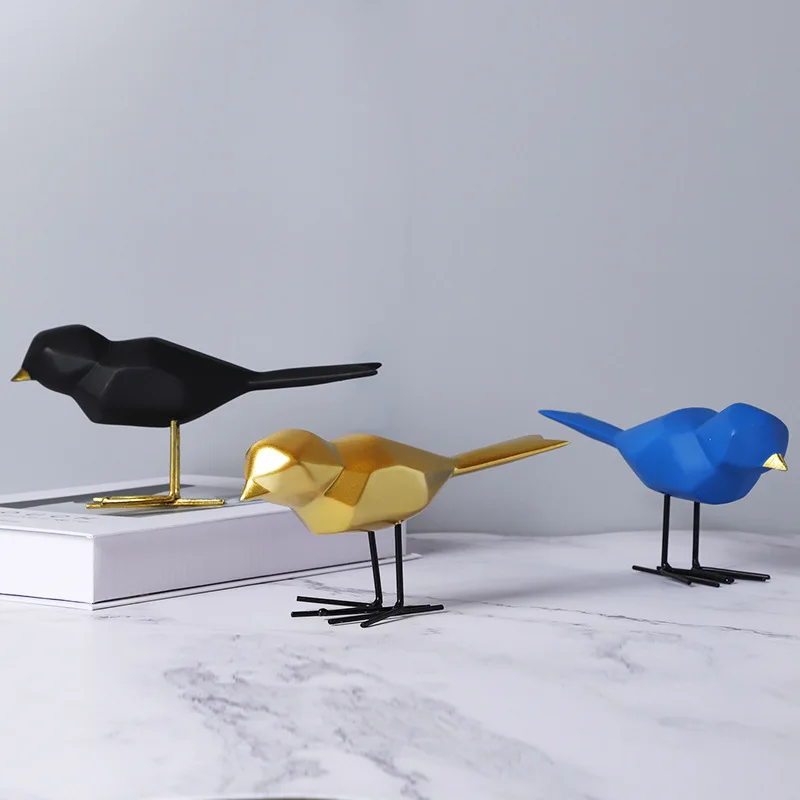 Modern Resin Bird Sculpture, Geometric Origami Animal Sculpture, Home Office Bird Sculpture, Abstract Decoration