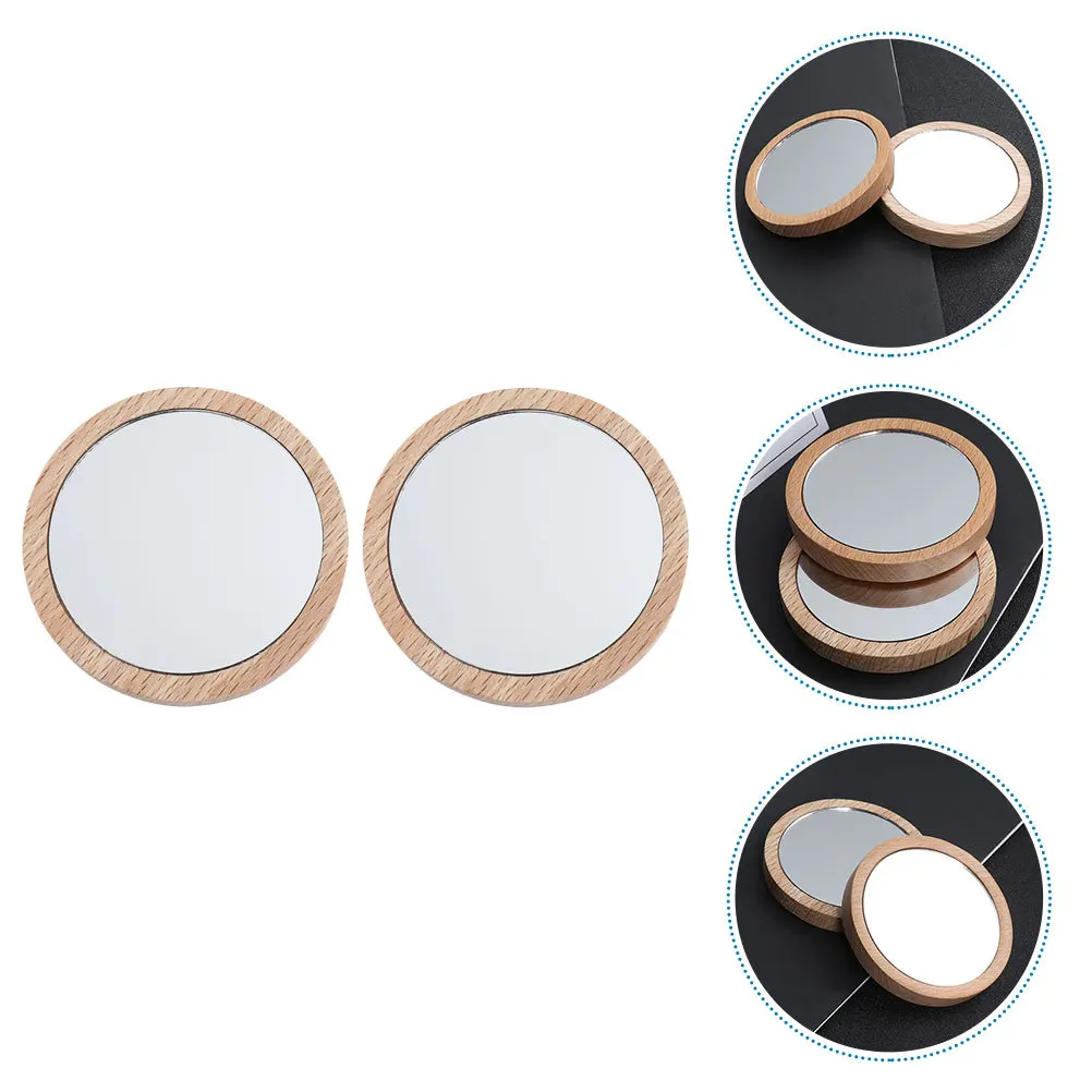 2 個ミニ化粧鏡コンパクトラウンドポータブルポケット小さなミラー旅行旅行化粧必需品女性