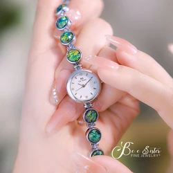 BS Ladies Watches Top Brand Luxury Malachite Bracelet Wrist Watches For Women Fashion Casual Silver Small Dial Quartz Clock 2023