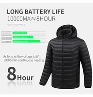 COMXZ Mens USB Heating Jacket 21 Zone Warm Cotton Coat Hooded Winter Electric Thermal Clothes Fashion Slim Fit Rechargeable