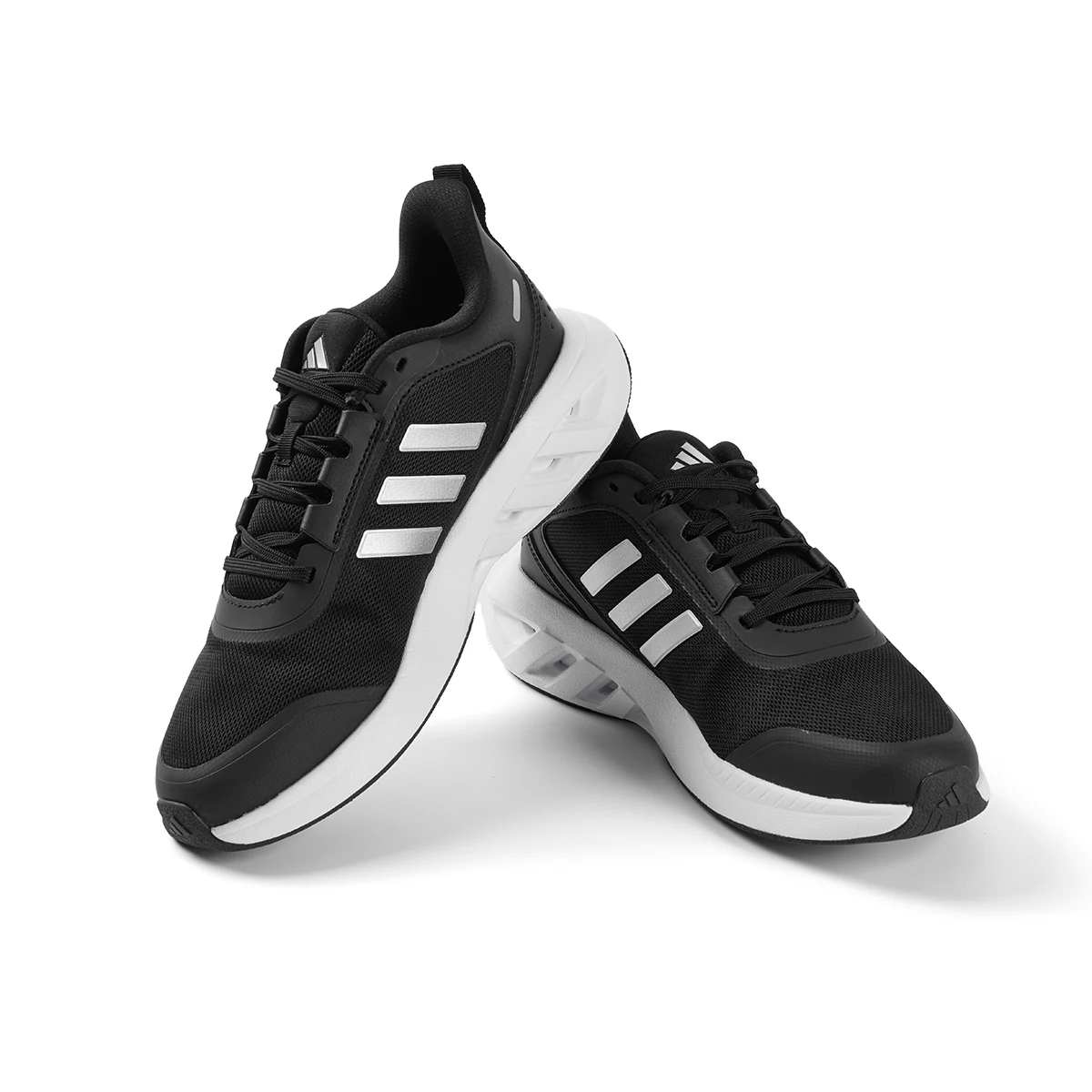 Adidas ALL DAY POWER E Breathable Black Mesh Running Shoes with Enhanced Cushioning Design