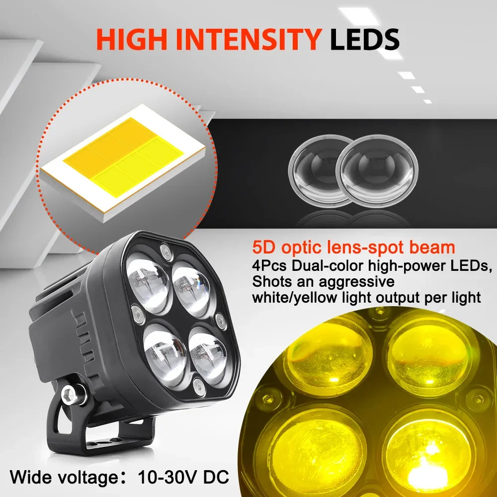 Light Modified Fog Light Yellow and White Two-color Off-road Car Spotlight Lens 3-inch Four-inch Grass Shot