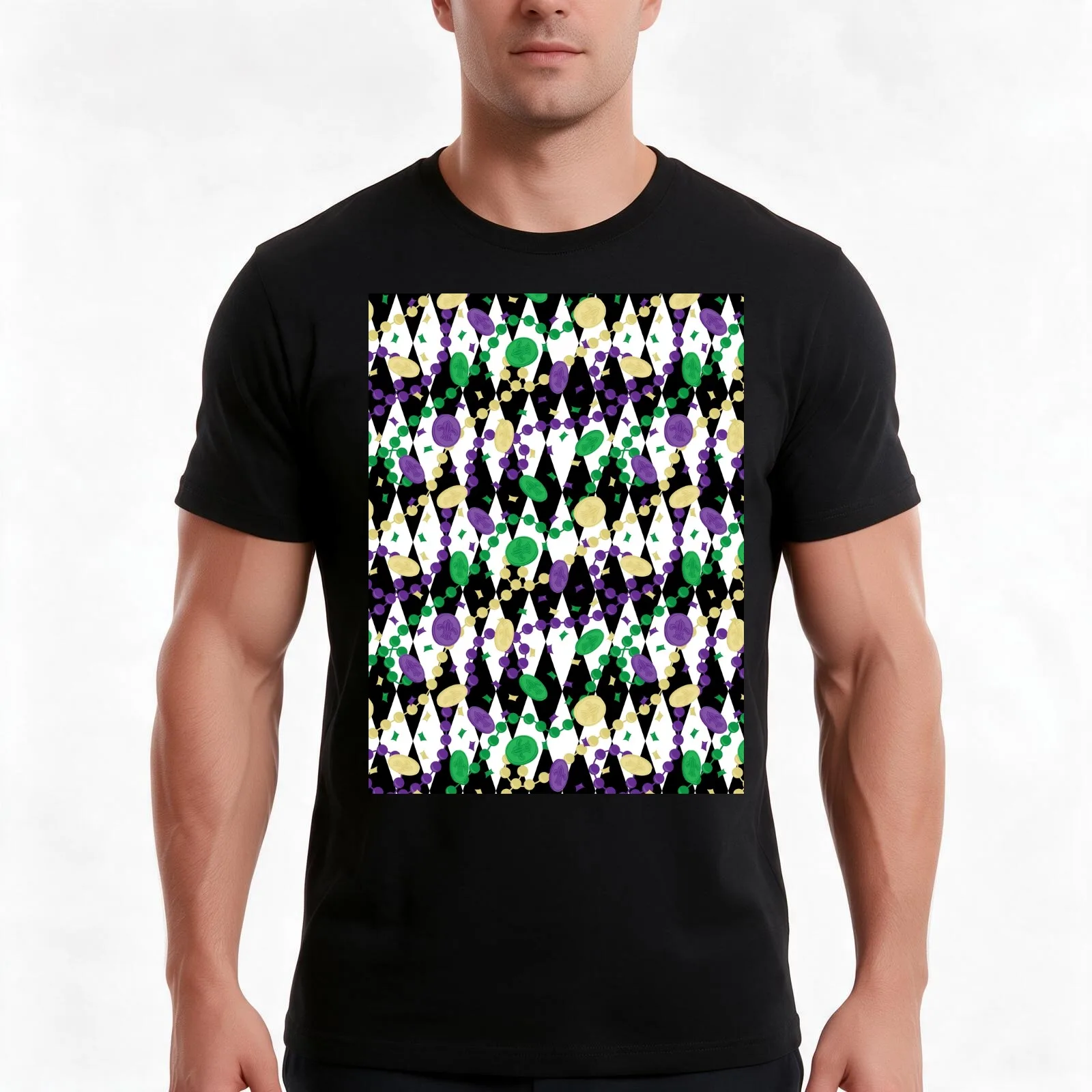 Mardi Gras Throws T-Shirt Summer Casual Cotton Tee Oversized Streetwear Tops Vintage Graphic Print Loose Fit Short Sleeve