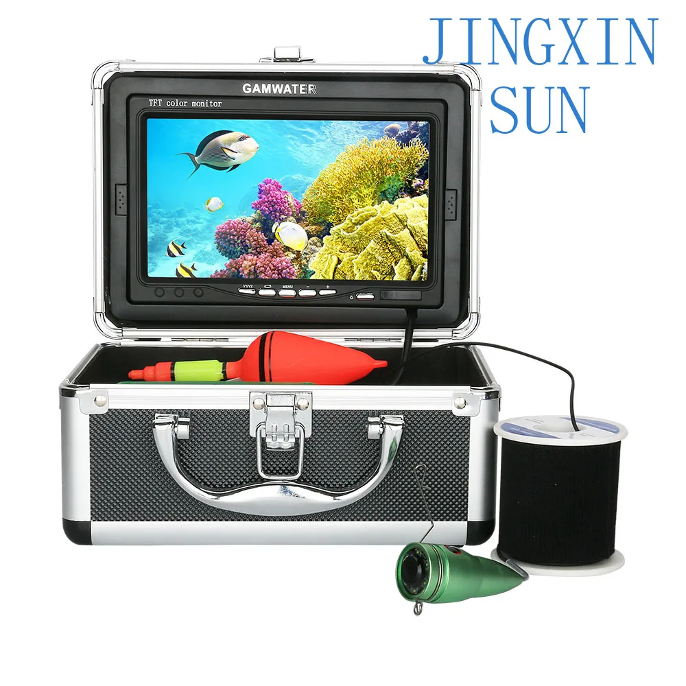 7 Inch Color 15M 1000TVL Underwater Fishing Video Camera Kit with 6PCS White LED Lights for Ice Fishing for Fish Finder for