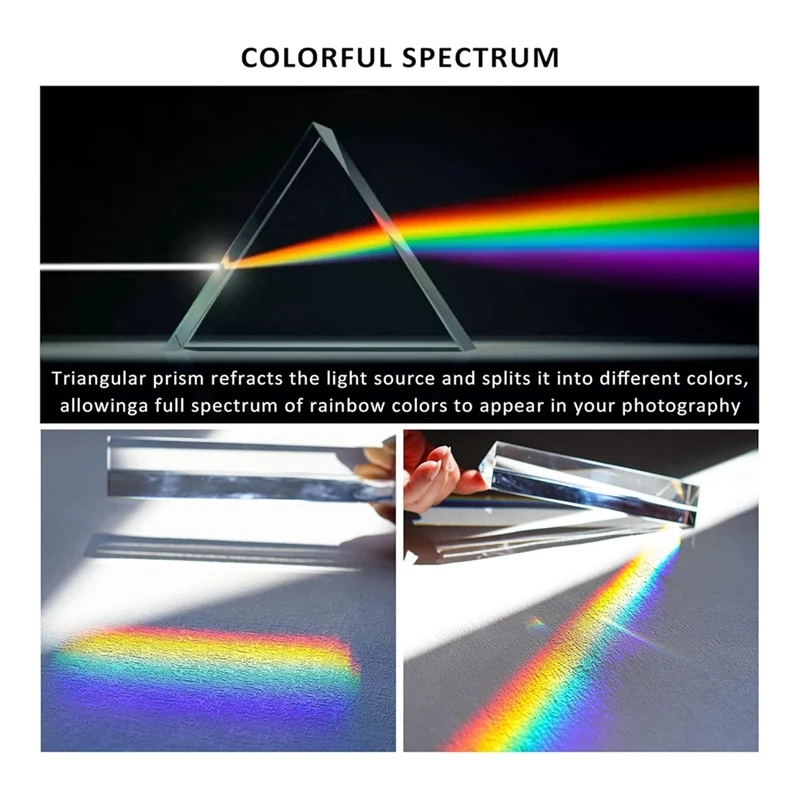 Prisma Triangular para Fotografia, Lente Óptica Clara, Sala de Aula da Ciência, Rainbow Maker, Art Decor, 4PCs, 6 in