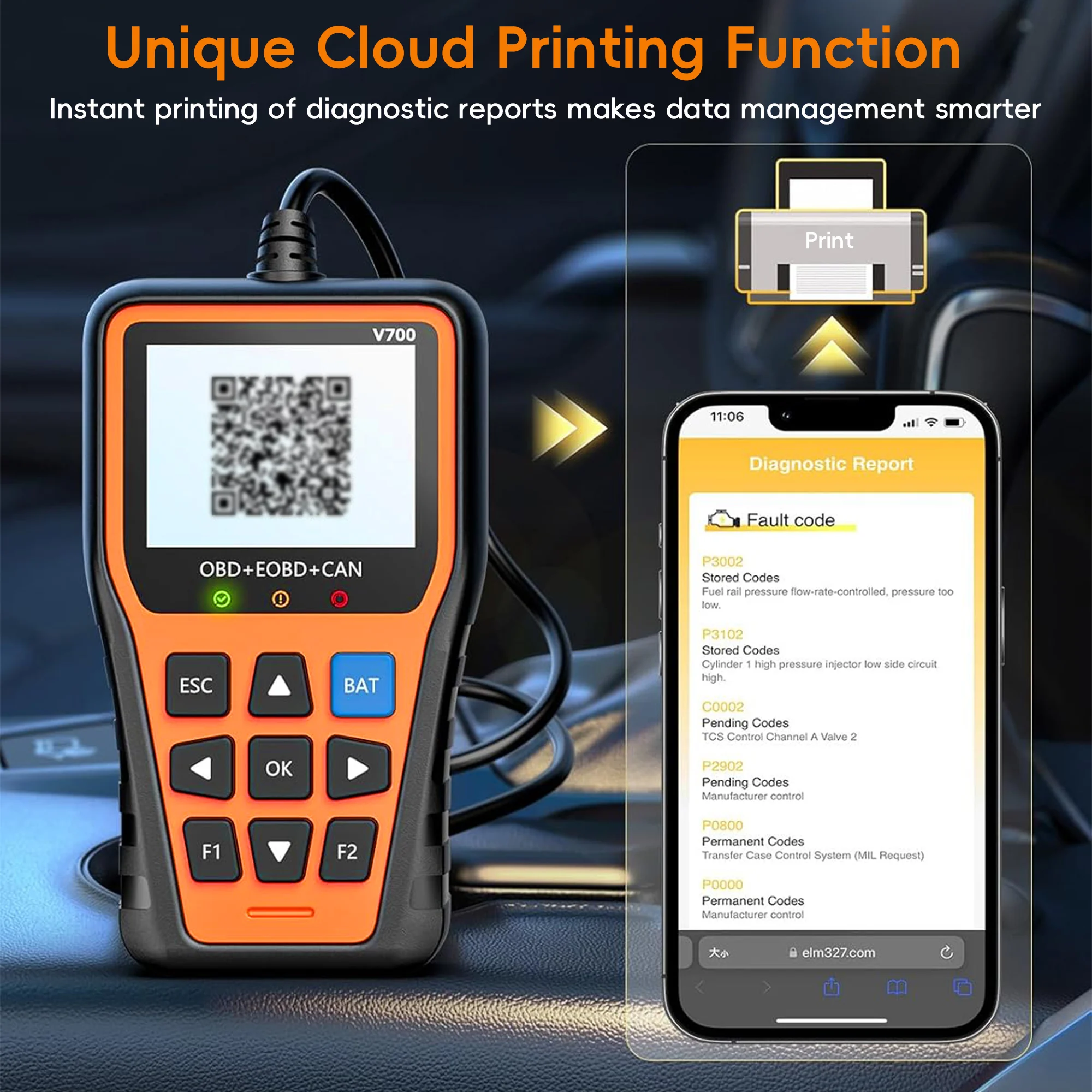 Picture 6: OBD2 Scanner Diagnostic Tool, Check Engine Code Reader OBD2 Scanner with Reset, Mode 6, Mode 8 & I/M Readiness,Auto Check Engine