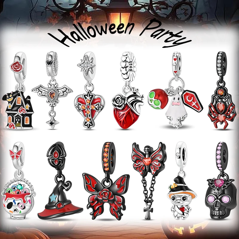 

Halloween Party Trendy 925 Silver Castle Ghost Designer Original Theme Charms Beads Fit Oneself and Friends DIY Fine Jewelry
