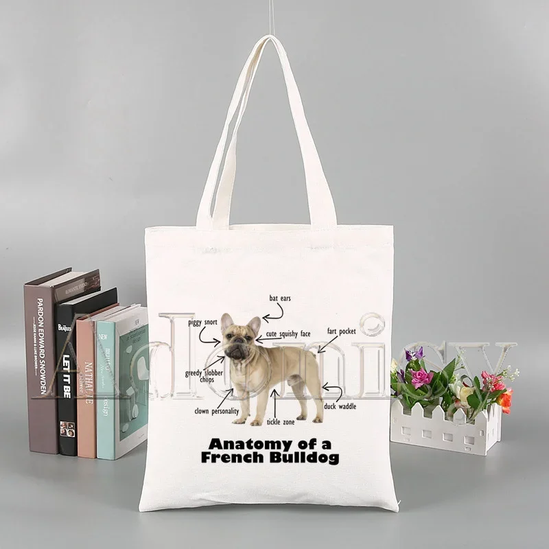 French Bulldog Shopping Bag Recycle Bag Reusable Tote Bolsas De Tela Bag String Reciclaje Foldable Shoping Sac Toile