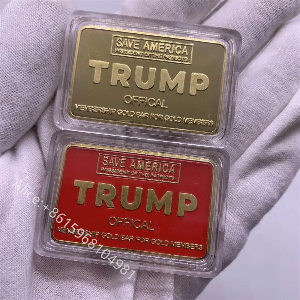 2024 President Donald Trump Gold Bar EAGLE Red Paint Commemorative Golden Bar For Supporter Collection Gift