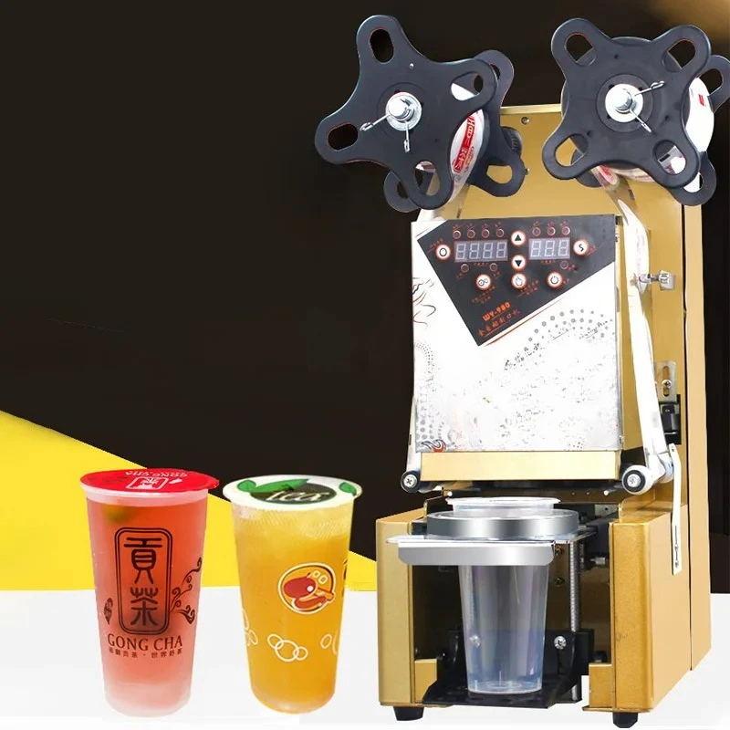 

Commercial Cup Sealer Cup Sealing Machine Full Automatic Bubble Tea Machine for PP/PE/Paper Milk Tea Cup Seal