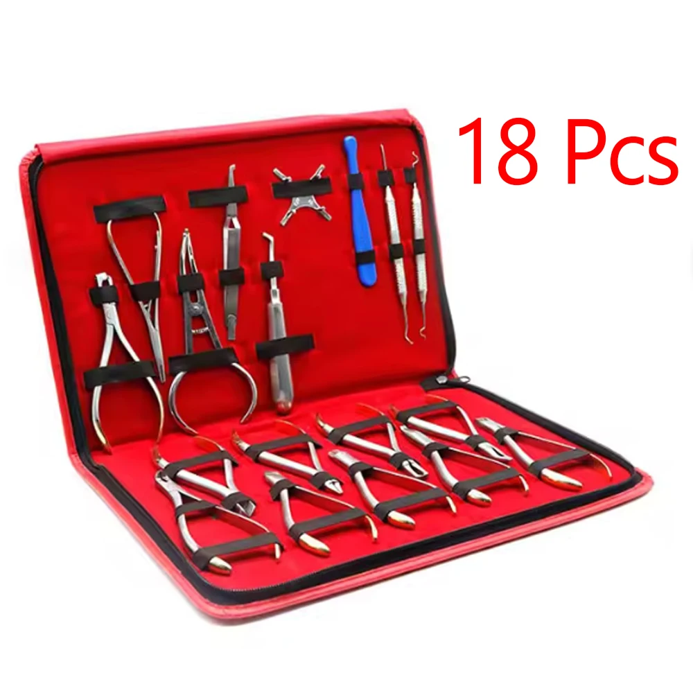 

18 Pcs Orthodontic Tools Kit for Dentists Including Forming Pliers Archwire Benders and Essential Orthodontic Pliers Set