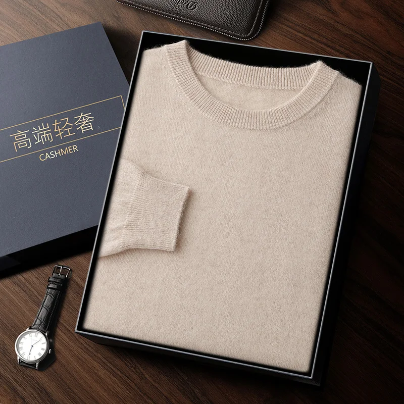 

LDZWSM Wear Men's Cashmere Wool Sweater Autumn Winter New O-Neck Pullovers Loose High-End Knit Shirt Casual Tops M3004022