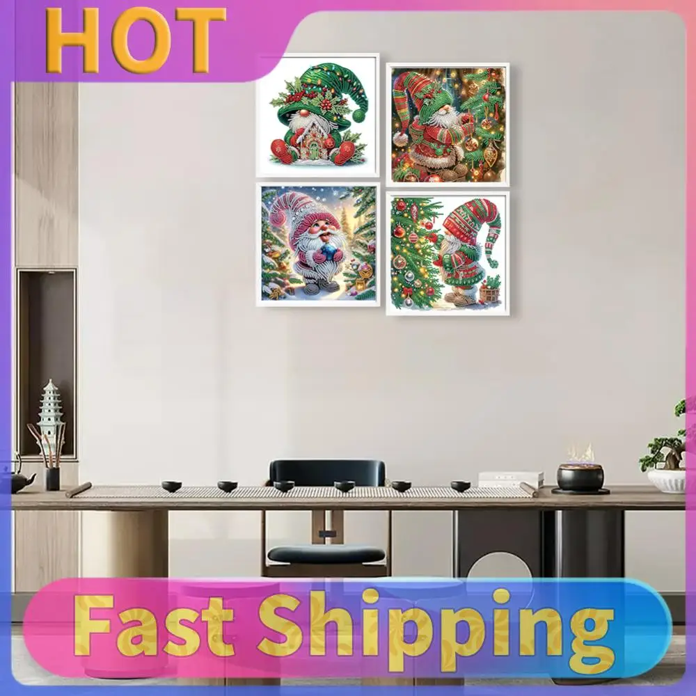 

Набор для алмазной вышивки 5D DIY с кристаллами особой формы, 4 шт., для декора на Рождество