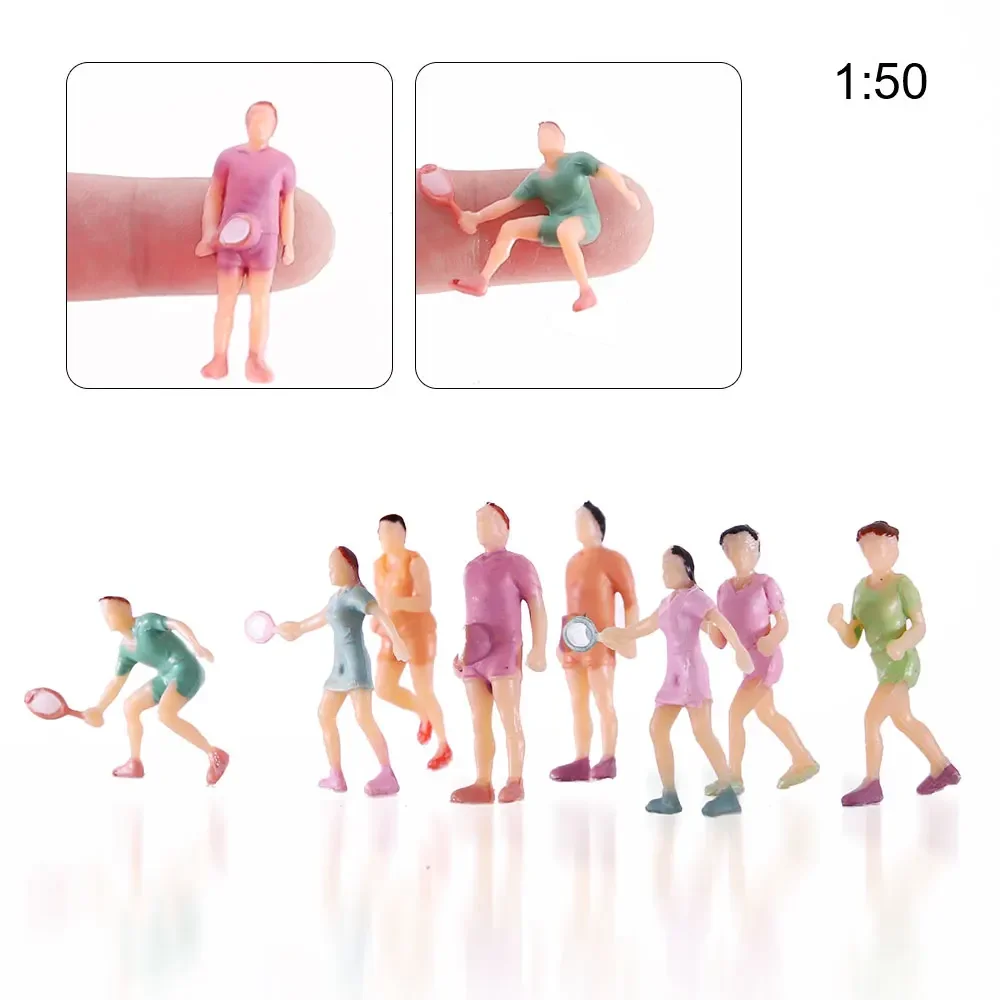 10PCS 1/50-1/100 미니어처 스포츠 피규어 ABS 페인트된 인물 DIY 모델 제작 재료 건축 레이아웃 디오라마용