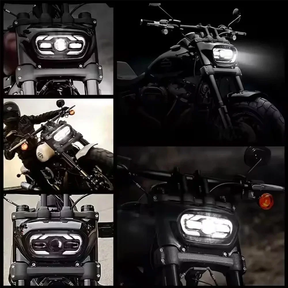

Black New Agreesive Headlight with DRL Light for Softail 2018 UP Fat Bob FXFB FXFBS