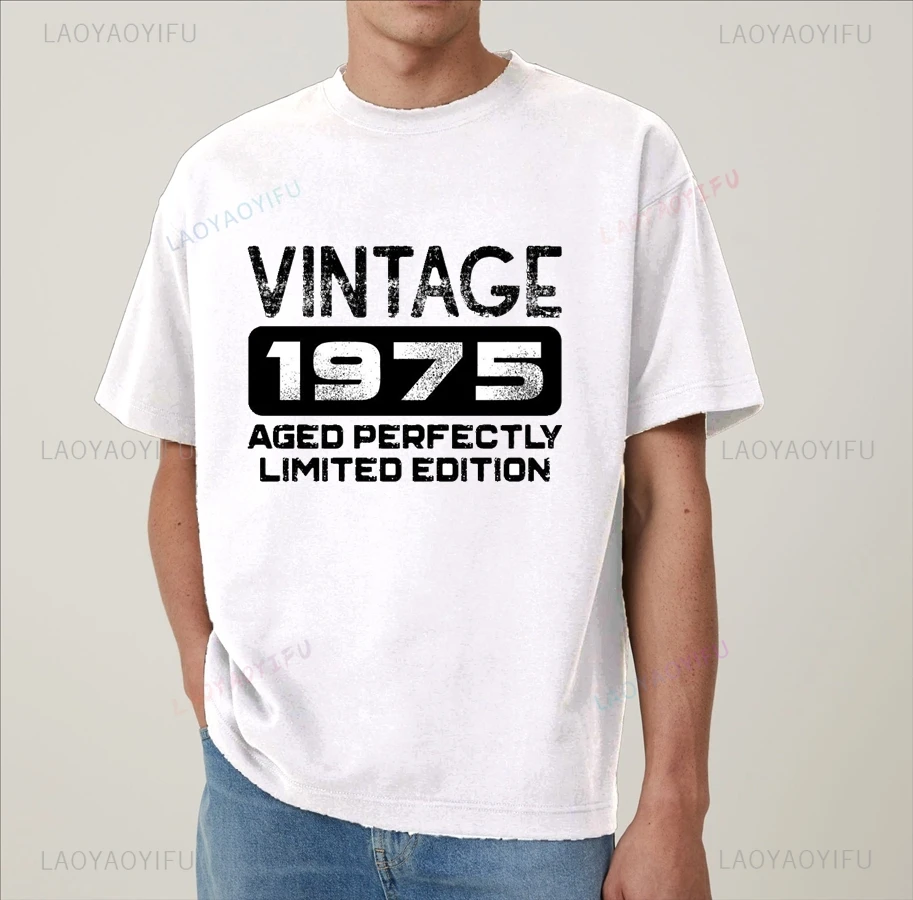 1975 Era Printed Men's T-shirt, Birthday Gift for Men, Spring and Summer Everyday Street Wear, Fashion Casual Loose T-shirt