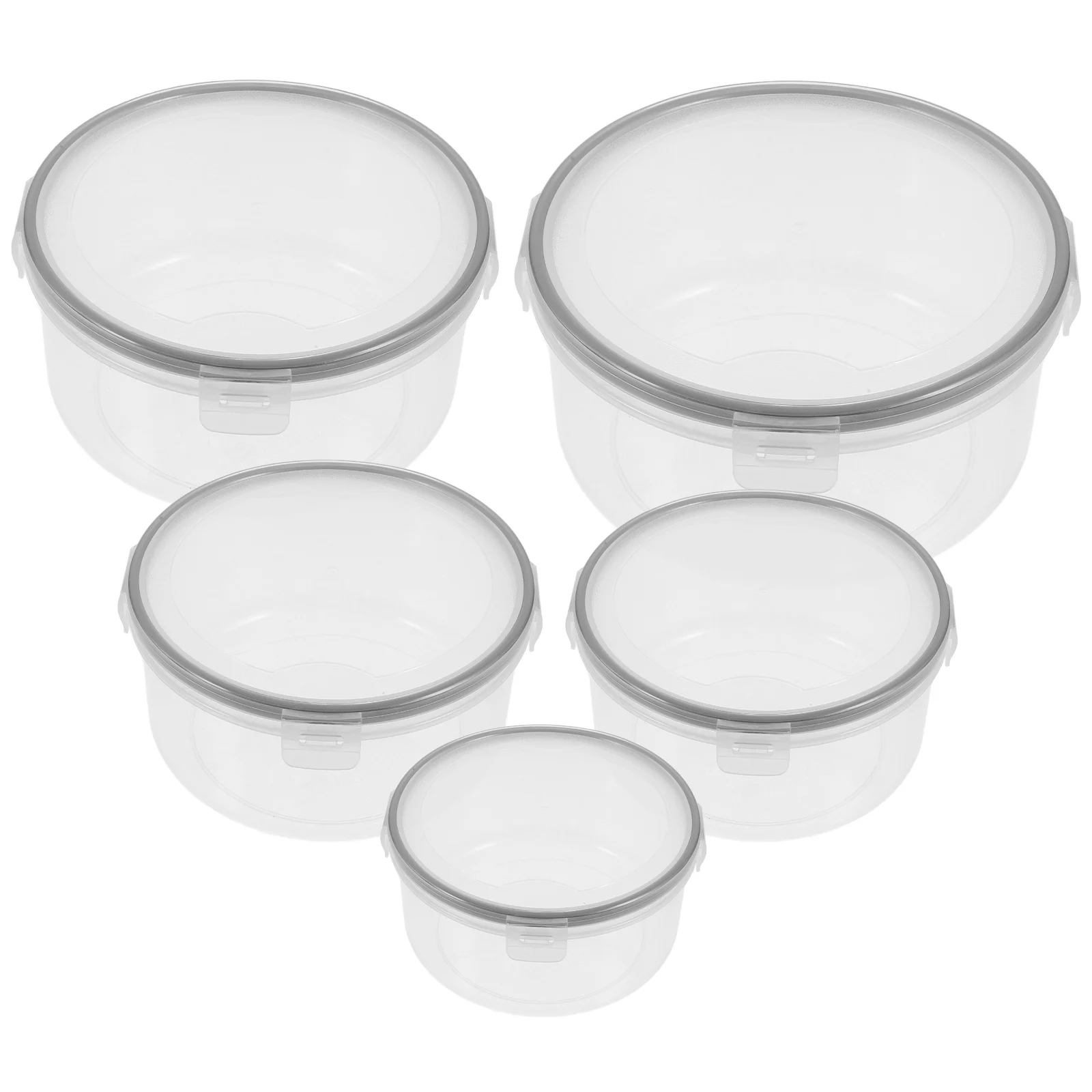 

5pcs Fresh Preservation Boxes Crisper Set Fridge Freezer Containers Storage Bins Keepers Large Capacity Round PP Safe Kitchen