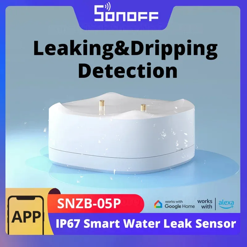 

Датчик утечки воды SONOFF SNZB-05P Zigbee: обнаружение протечек и капель, оповещение в реальном времени, умные сценарии через eWeLink, Alexa, Google