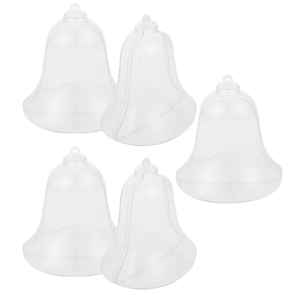 

5Pcs Christmas Tree Hanging Clear Fillable Bell Shaped Ornaments Plastic Candy Boxes Xmas Decoration Clear Plastic Fillable Bell