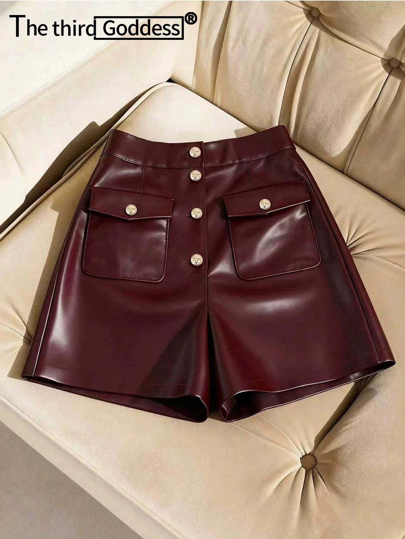 Sexy vintage wine PU summer shorts women fashion casual mini leather shorts for woman clothing micro short hot pants streetwear