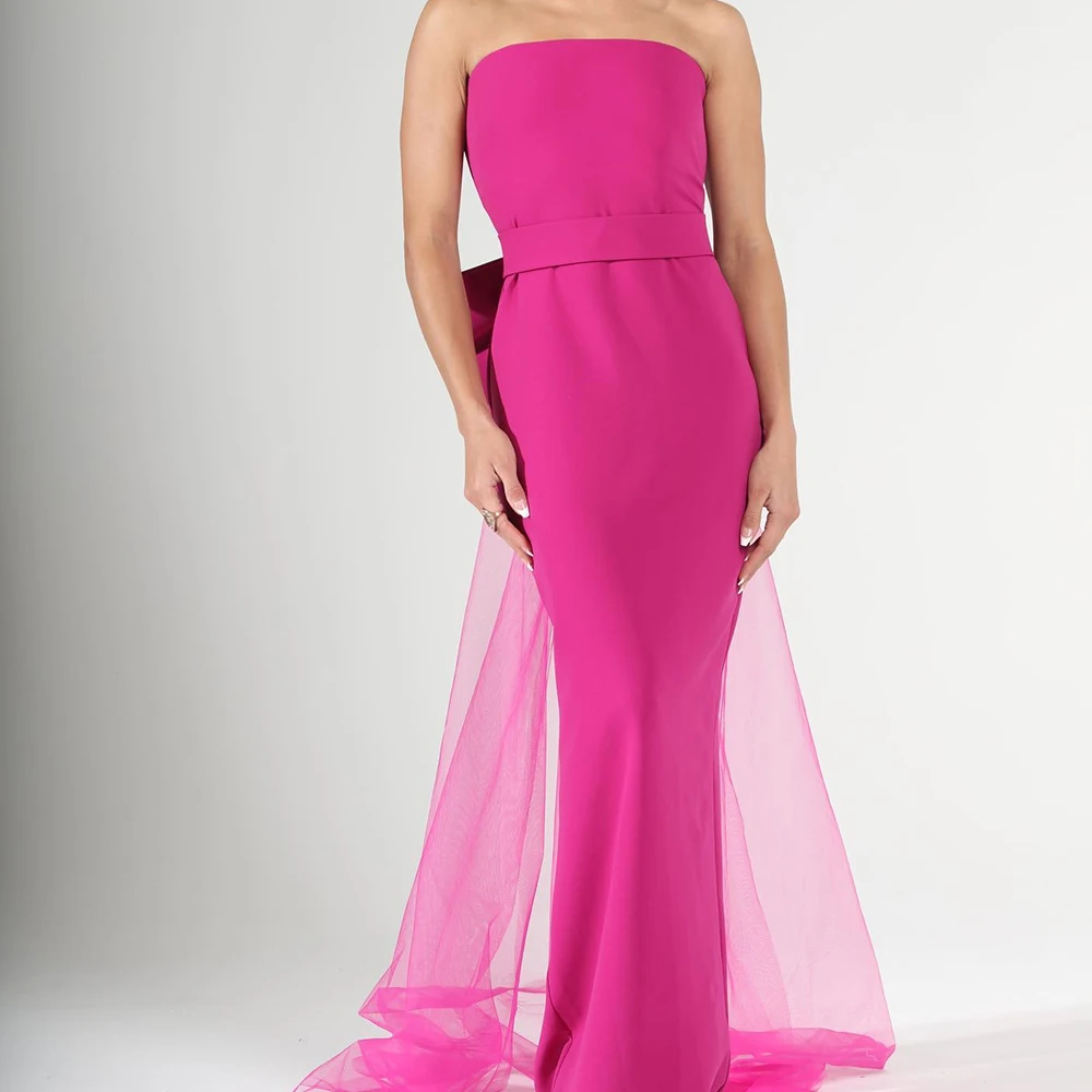 

Strapless Straight Jersey Sleeveless Classic Celebrity Dress Floor Length Pleats Panel Train Solid Color Special Occasion Gowns