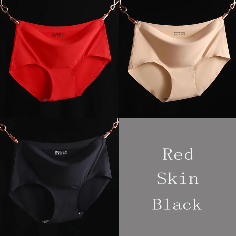 Finetoo 3 Stück Set nahtlose Unterwäsche Seide Frauen einfarbig Höschen Dame Mädchen Slips glattes Höschen