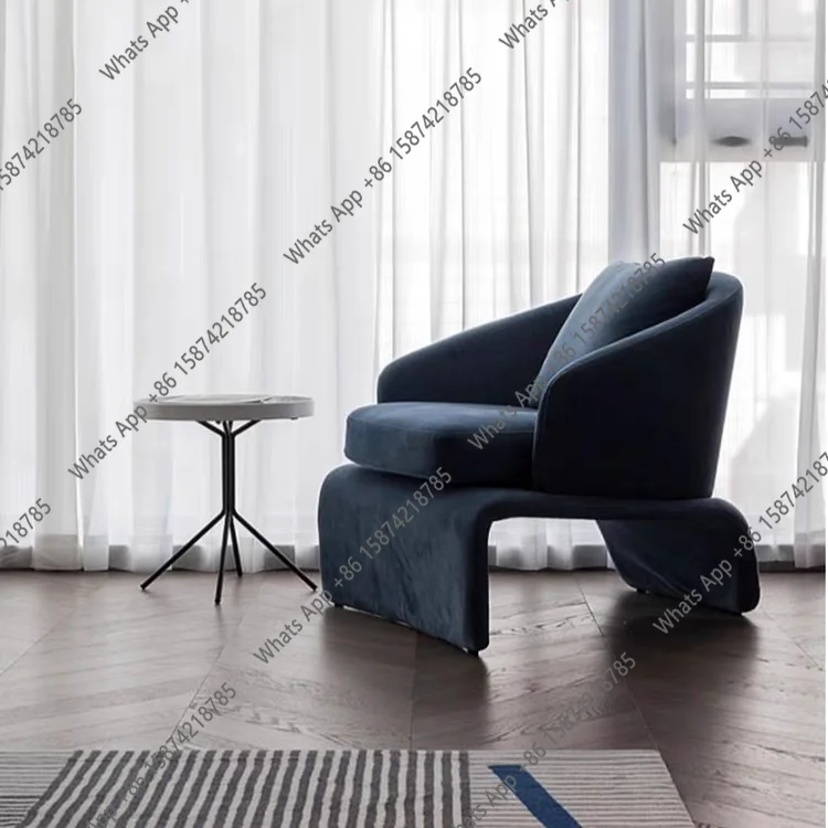 Italian minimalist single sofa chair villa living room bedroom fabric leisure book chair model room meeting chair