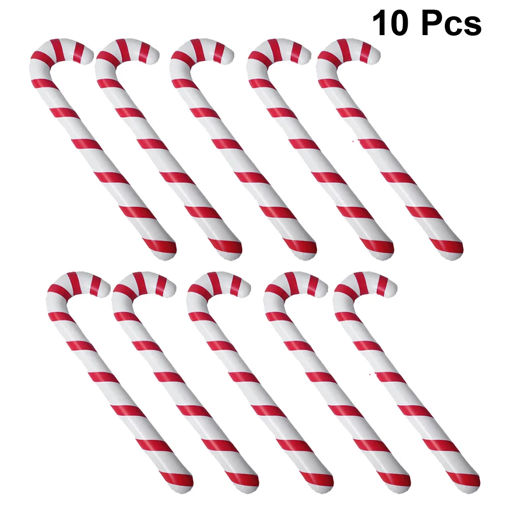 

10pcs Christmas Inflation Crutches Red White Stripe Pattern Decorative Crutches For Holiday Party Decoration Xmas Inflatable