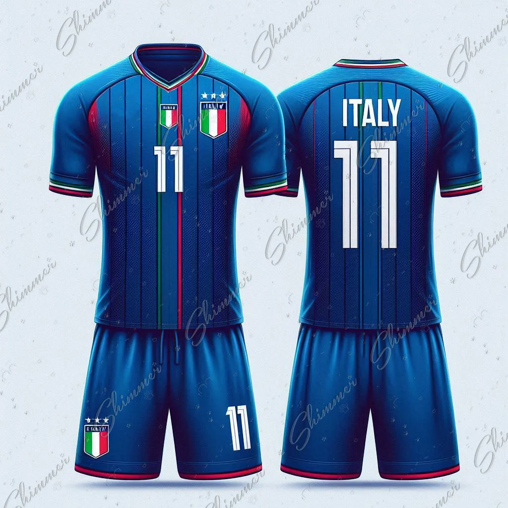 2024 European Cup Italy Jersey New Colorblock Design Adult Size Ronaldo Messi Sets for Children Football Children\'s Clothing