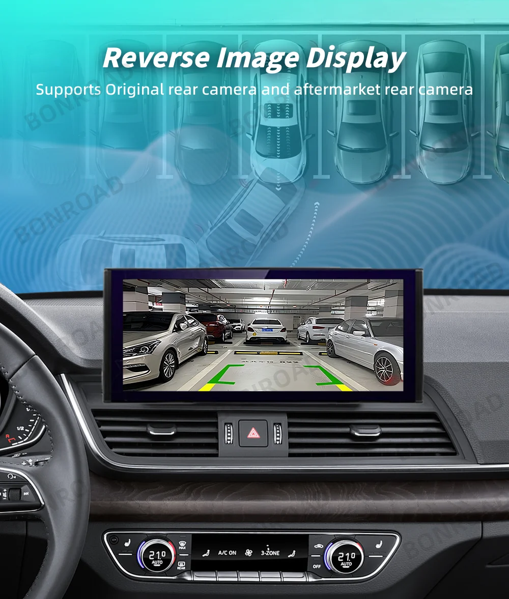 Bonroad 12,3 Linux Bildschirm für Audi Q5 Q5L 2017-2023 mit Wireless Apple CarPlay Android Auto Airplay Auto Radio Player Mutimedia – Detail 3