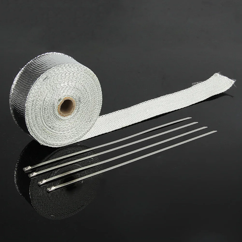 

High Temperature Exhaust Heat Wrap Heater Retention Resistant Downpipe with 4 Stainless Cable Ties for Car Motorcycl